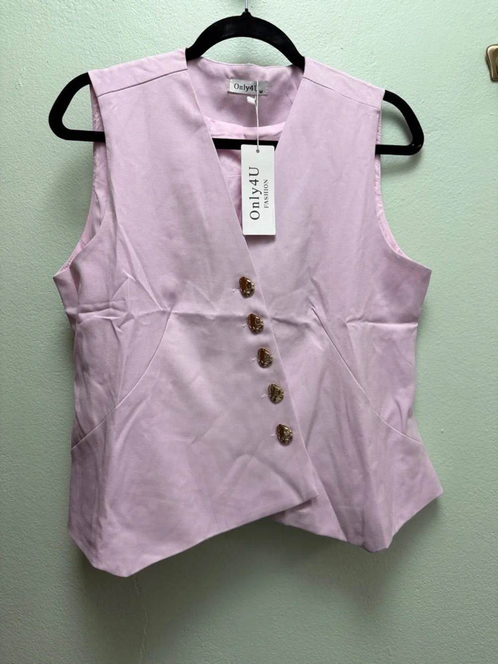 Only Light Pink Sleeveless Vest and Matching Skirt Set with Belt
